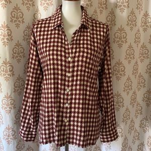 Velvet Heart plaid roll tab sleeves top M